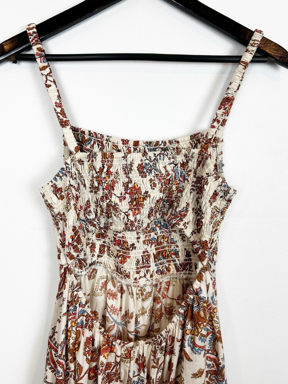 Old Navy Fit & Flare Sleeveless Cotton-Poplin Smocked-Bodice Midi Dress Medium - Picture 7 of 8